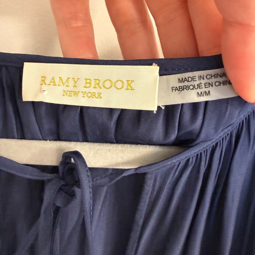 Ramy Brook Navy Sleeveless Tie-Front Tank - Picture 2 of 3